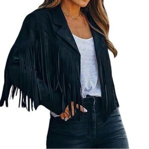 Black Fringe Blazer